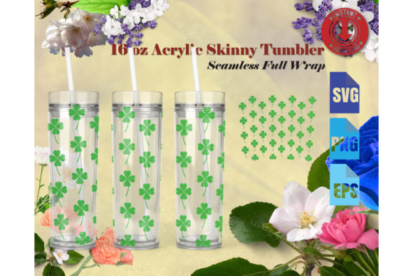 16oz Acrylic Skinny Tumbler Clover