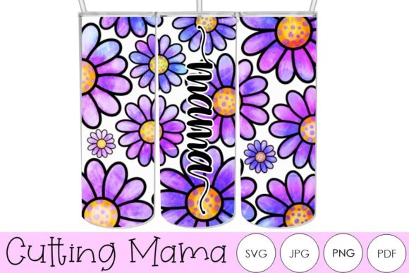 20 Oz Skinny Tumbler Purple Daisy Mama