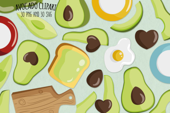 Avocado SVG Clipart Set of 30