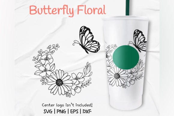 Butterfly Floral Custom Text Cold Cup 24