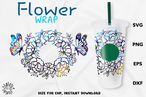 Butterfly Floral Full Wrap Venti Cup 24