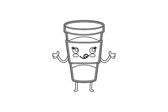 Coffee Cup Chocolate Kawaii Outline
