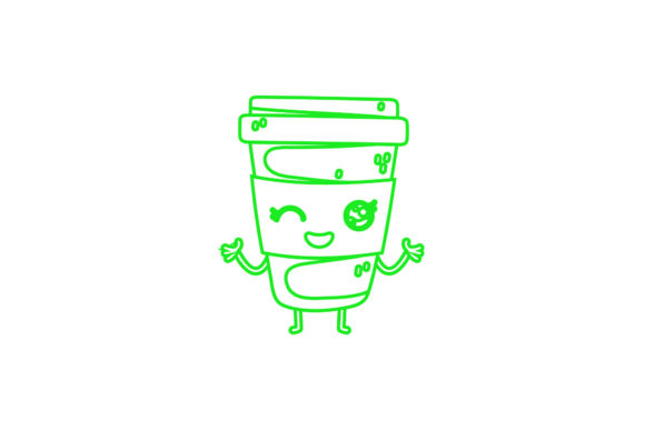 Coffee Cup Menu Kawaii Outline