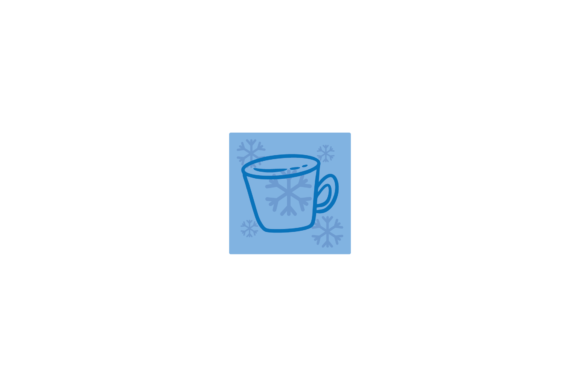 Drink Tea Cup Icon Blue Snow Christmas
