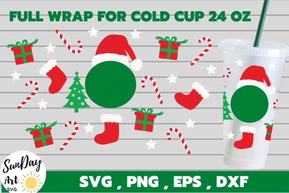 Full Wrap Christmas Santa Hat Cold Cup