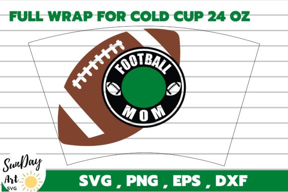 Full Wrap Football Mom Cold Cup 24 Oz