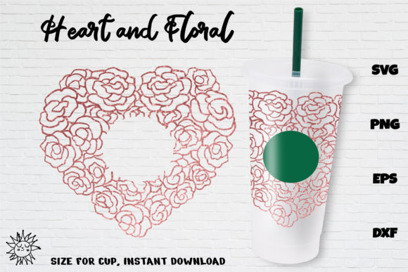 Heart Floral Venti Cold Cup 24 Oz