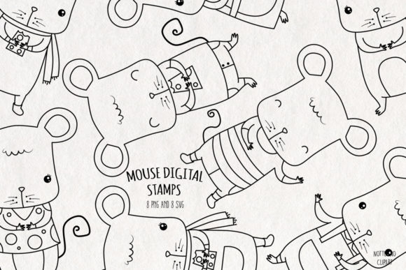 Mouse SVG Digital Stamps Set of 8
