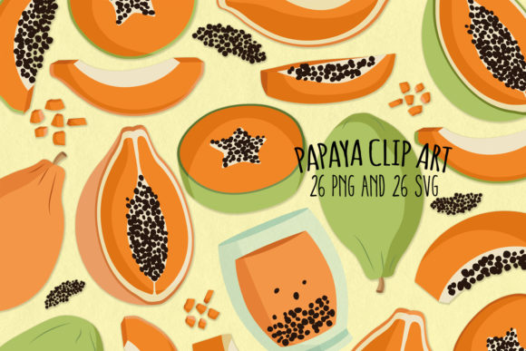Papaya SVG Clipart Set of 26