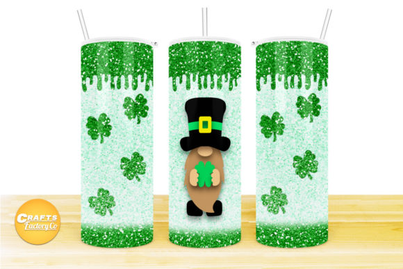 Skinny Tumbler Design Gnome Green Glitte