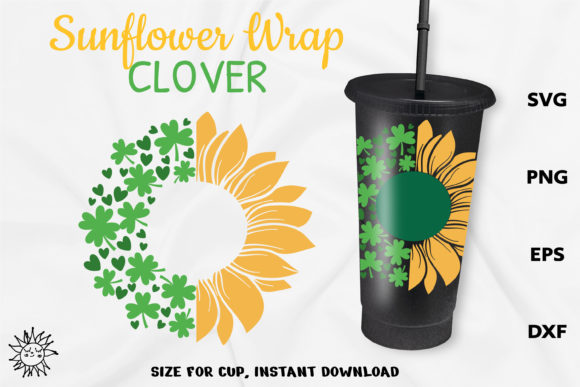 Sunflowers Clovers Full Wrap Cold Cup