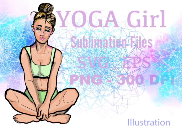 Yoga SittingGirl Mandala Design PNG SVG